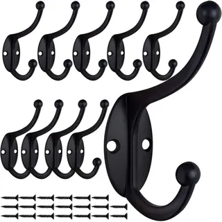 Schwarz - Set Mit 10 Vintage-metall-wandhaken Im Retro-stil, Für Garderobenständer, Ideal Für Badezimmer, Küche, Schlafzimmer, Flur.