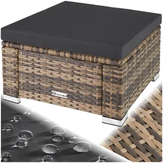 tectake 800768 Poly Rattan Sitzhocker mit Kissen, Lounge Hocker für Garten Balkon Terrasse, witterungsbeständig - Diverse Farben - (Natur | Nr. 403695)