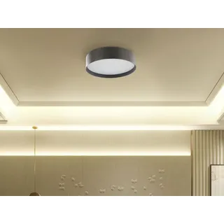 BELIANI LED Deckenleuchte Schwarz Metall Acryl Rund Flach Warmweiß Modern Unterputzmontage für Wohnzimmer Küche Bad Schlafzimmer Esszimmer Flur