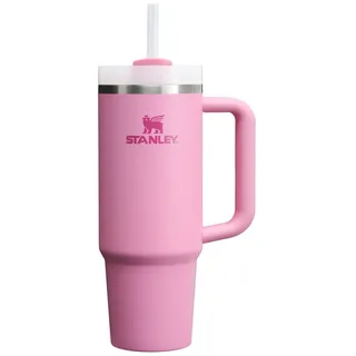 Stanley Quencher H2.0 FlowState vakuumisolierter Becher aus Edelstahl mit Deckel und Trinkhalm, für Wasser, Eistee oder Kaffee, Smoothie und mehr, Rosa (Peony), 887 ml