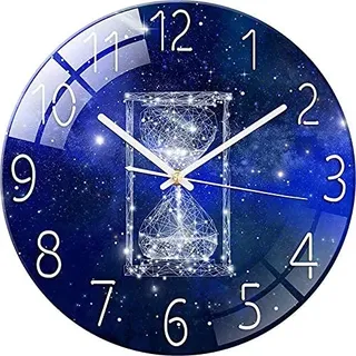 SWECOMZE Glasuhr - 30cm - Leise Wanduhr Wandkunst Bild Gehärtetem Glas für Wohnzimmer, Küche, Büro und Schlafzimmer (Style B)