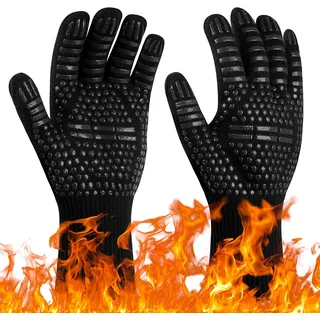 Flintronic Grillhandschuhe Hitzebeständig Mit 800°C, Feuerfeste Handschuhe, Back