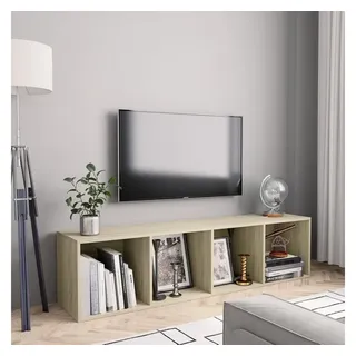 furnicato Bücherregal Sonoma-Eiche 143x30x36 cm aus Holzwerkstoff, 1-tlg., Regalwand mit 4 Fächern für Wandmontage oder stehend auf dem Boden braun