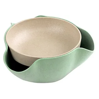 Plutreas Double Dish Pistazien Schüssel, Snack-Servierschale für Erdnüsse, Pistazien, Kirschen, Edamame, Früchte, Süßigkeiten (grün)