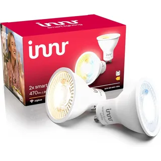 innr Zigbee GU10 Smart LED Spot, funktioniert mit Hue* und Alexa (Bridge erforderlich), Warm- bis Kühlweiß, Dimmbar, Smart Home Lampe, 470lm, 2 Stück