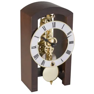 HERMLE 23015-030721 Moderne Skelett-Tischuhr, Nussbaum Braun, 18cm x 9cm x 11cm