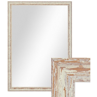 PHOTOLINI Wand-Spiegel 56x76 cm im Holzrahmen Weiss Shabby-Chic Vintage/Spiegelfläche 50x70 cm