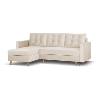 Beautysofa Ecksofa Sigurd, im skandinavischen Stil, Polsterecke mit Schlaffunktion und Bettkasten, 226 cm Ecke für Wohnzimmer
