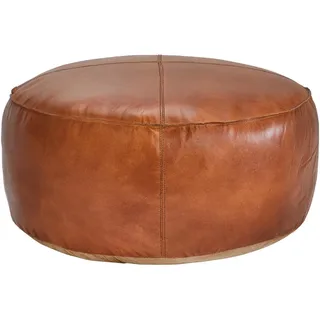 Landscape Pouf, Cognac, Leder, Echtleder, Ziegenleder, Füllung: Baumwollfüllung, 60x30x60 cm, Indoor, Wohnzimmer, Hocker, Poufs