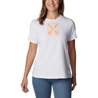 Columbia Damen Sun Trek Short Sleeve Graphic Tee Technisches Kurzarm-T-Shirt, White, Wavy Rays,