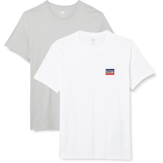 Levi's Herren 2-Pack Crewneck Graphic Tee T-Shirt, Sportswear High-Rise / White+, M