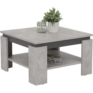 Hela Couchtisch Tim, Quadratisch, Holzwerkstoff melaminbeschichtet, farbiger Tischkranz, Betonoptik/Anthrazit, 68 x 68 x41cm