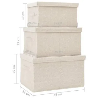 vidaXL Aufbewahrungsboxen-Set 3-tlg. stapelbar in Creme