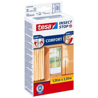 tesa Fliegengitter-Gewebe Insect Stop Comfort Fliegengitter für Türen, (Packung, 1-St., Fliegennetz, Klettband), Balkon Türvorhang - Fliegengitter ohne Bohren - weiß weiß