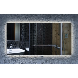 Led Hinterleuchteter Badspiegel Nova Spiegel in 5mm Stärke mit Beleuchtung Wandspiegel Lichtspiegel (120 x 80 cm, Kalt)