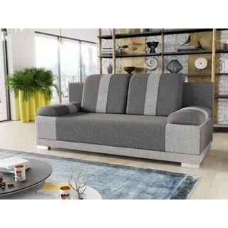 Sofnet Sofa mit Schlaffunktion Imola - Schlafsofa mit Bettkasten, Couch, Bettsofa, Polstersofa, Klappsofa, Sofagarnitur (Grau (Sawana 05 + Sawana 21))