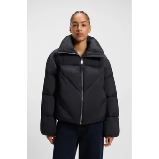 Steppjacke BOSS ORANGE "Padilena Premium Damenmode", Damen, Gr. 46, dunkelblau 408, Web, Obermaterial: 100% Polyamid, unifarben, regular fit normal, elastischer Bund, Jacken Steppjacke, Regular Fit mit Stehkragen, gefütterte Taschen