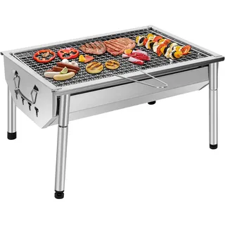 SunJas Picknickgrill Edelstahl Holzkohlegrill, 40 x 28 x 21,5 cm