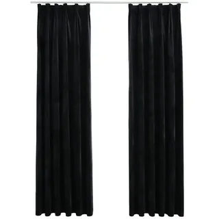 vidaXL Verdunkelungsvorhänge mit Haken 2 Stk. Samt Schwarz 140x245 cm