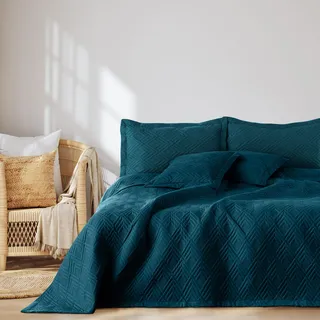 AmeliaHome Ophelia Bettüberwurf 260 x 280 cm Blau/Lila