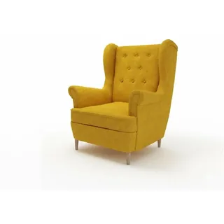 JVmoebel Ohrensessel Sessel Design Couch Sofa Sitzer Leder Lounge Club Polster SOFORT gelb