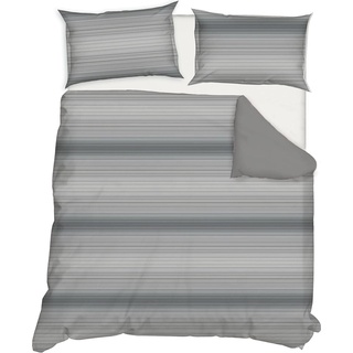 Traumschlaf, Bettwäsche, Streifen grau (Bettwäsche Set, 80 x 80 cm, 155 x 220 cm)