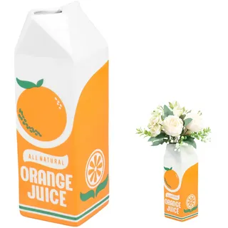 Vintage Orange Juice Vase 7x21,5cm Keramik Juice Box Vase Niedlich Kreativ Multifunktional Orange für Zuhause Küche Büro