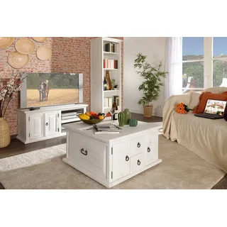 1a Direktimport Couchtisch Esstisch Pinie weiß antik - Massivholzmöbel - ausziehbar - Shabby Chic weiß