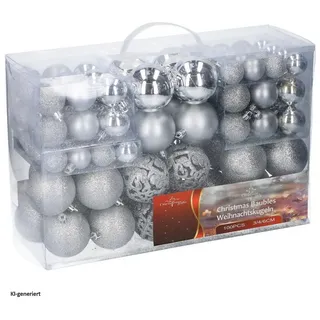 Hti-Living Weihnachtskugel Set 100 Stück Silber Weihnachtskugel Set 100 Stück Silber