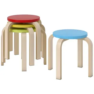 MC Star Hocker 4 Stapelhocker mit Filzfußpolstern, Birken-Sperrholz, lackiert, Bunt (4 St) bunt