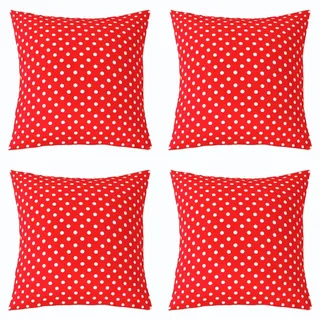 feelingyou Polka Punkte Kissenhülle 50x50cm Weiße Kreise Rot Kissenbezug für Erwachsene Abstrakte Geometrie Kissendeckungen für Wohnzimmer