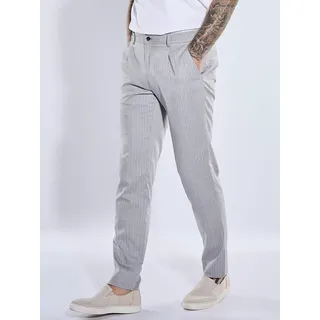 emilio adani Herren Anzug-Hose aus Leinenmischqualität Grau slim fit gestreift - 48