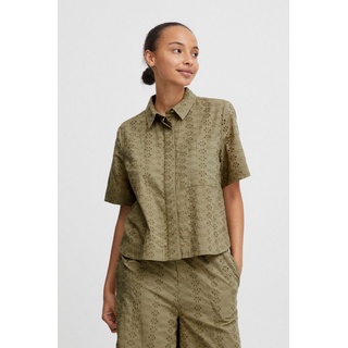 b.young Kurzarmbluse BYFENNI CROPPED BLOUSE - sommerliche Bluse mit Lochmuster