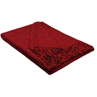 Wohndecke Decke Wohndecke Plaid Kuscheldecke Tagesdecke PALMERA, STTS rot|schwarz