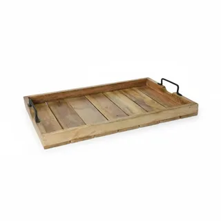 Meinposten Tablett Dekotablett Holz Mango braun Holztablett Deko Kerzentablett Dekoration Serviertablett Mangoholz groß