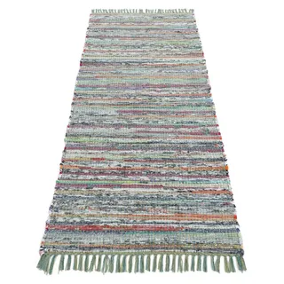 carpetfine Kelim Chindi Wendeteppich 60 x 180 cm Grün