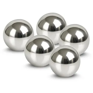 5er Set Schwimmkugeln als Teichdeko 4 cm Edelstahlkugeln - Silber