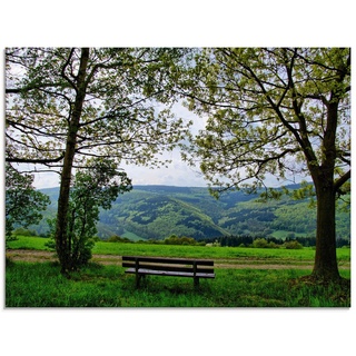 Artland Glasbild Ausblick in den Frühling, Felder (1 St), in verschiedenen Größen grün 80 cm x 60 cm