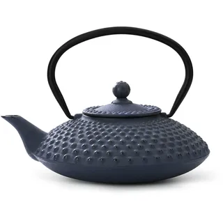 Bredemeijer flache blaue gusseiserne Teekanne 1.25 Liter Xilin mit Edelstahlfilter