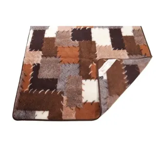 Alpenwolle Wolldecke, Schurwolle Decke, Tagesdecke, Wollplaid Patchwork, 100% Merinowolle Größe: 180x200