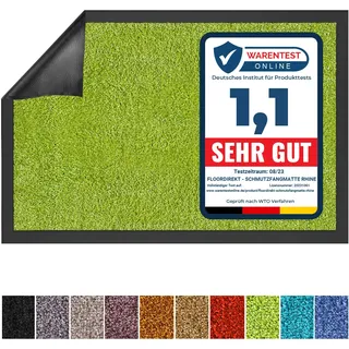 Floordirekt Schmutzfangmatte Rhine - waschbare & leistungsstarke Fußmatte - Sauberlaufmatte mit Rutschfester Rückseite - Türmatte für den Eingangsbereich (Grün, 135 cm x 200 cm)
