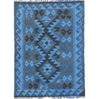 Designteppich Kelim Afghan Heritage Limited 81x111 Handgewebter Moderner, Nain Trading, rechteckig, Höhe: 3 mm blau