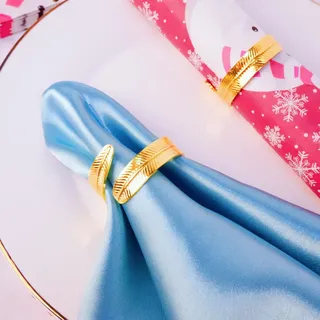 Feyarl Serviettenring Blatt aus Edelstahl Goldene Serviettenschnalle 8 Stück für Hochzeiten Partys Dinner-Events Tischdekoration Geschenk für Freunde & Familie
