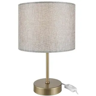 Tischlampe Flora Asz1496 Mit Zylindrischem Lampenschirm Aus Sandfarbenem Stoff