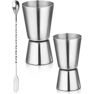 MYGLOAR 2 Stück Cocktail Messbecher,Edelstahl Barmaß, Dual Gin Messbecher,3cl & 4cl Dual Spirit Measure Cup Jigger, Präzise Skala, cl Cocktail für Bars Zuhause