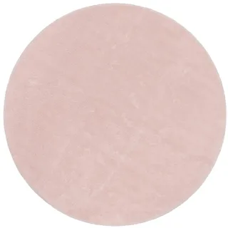 KADIMA DESIGN Teppich Kurzflor waschbar Unifarben Wohnzimmer schmutzabweisend Hellrosa Rund 120D | 100% Polyester | Florhöhe: 10 mm | pflegeleicht