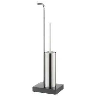 blomus WC-Garnitur -MODO- Toilettenbutler: Zeitlose Eleganz mit Edelstahl und Marmor, Elegant, Hochwertig, Edelstahl, Marmorsockel, Robust, Zeitloses Design silberfarben