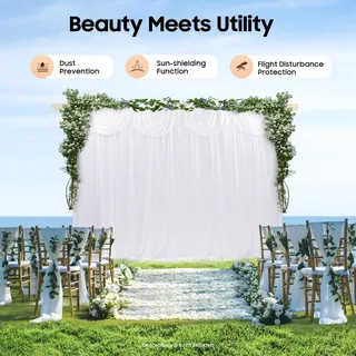 3 X 3 M Weißer Tüll-hintergrundvorhang, Tüll-hintergrundvorhang Für Hochzeit, Babyparty, Geburtstagsfeier, Fotohintergrunddekorationen
