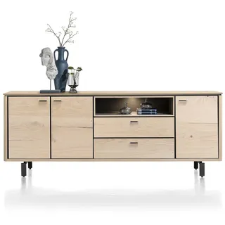 Henders & Hazel Livada Sideboard mit LED Wildeiche Furnier/Metallgestell - Schwarz
