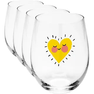 Sheepworld Trinkglas mit Motiv Herzen | Wasserglas in bauchiger Form, mit farbigem Motivdruck, 60 cl, Höhe 12,2 cm, Durchmesser 9,2 cm | Geschenk zum Geburtstag, Valentinstag, Ostern |74867